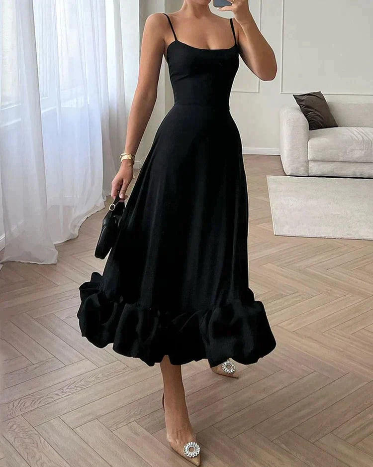 A-Line Lila Dress With Volants-Elegance and Femininity