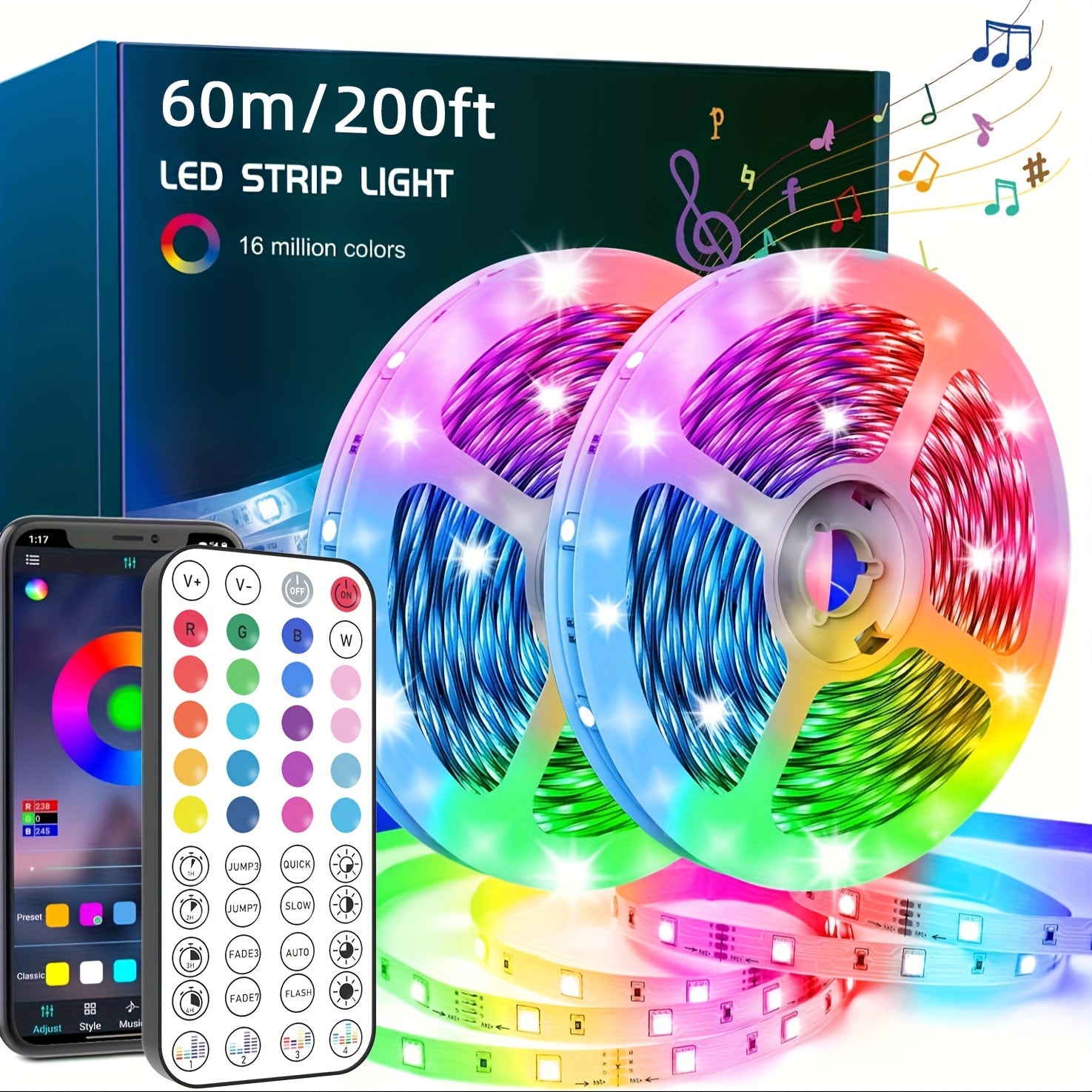 LED Strip Lights Colour Changing with Music Sync