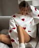 All Hearts Oversized Sweater - Cozy Women's Sweater with Heart Design