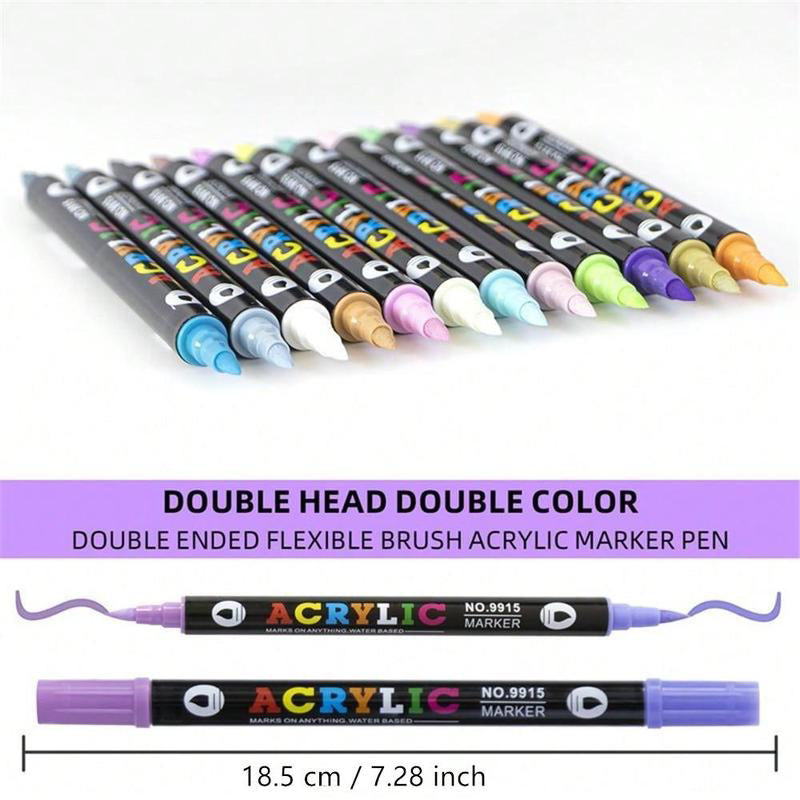 72-Color Acrylic Marker Set | Dual Tips + Metallics
