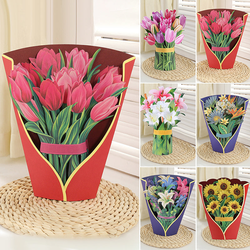 Pop Up Flower Bouquet with Greeting Card