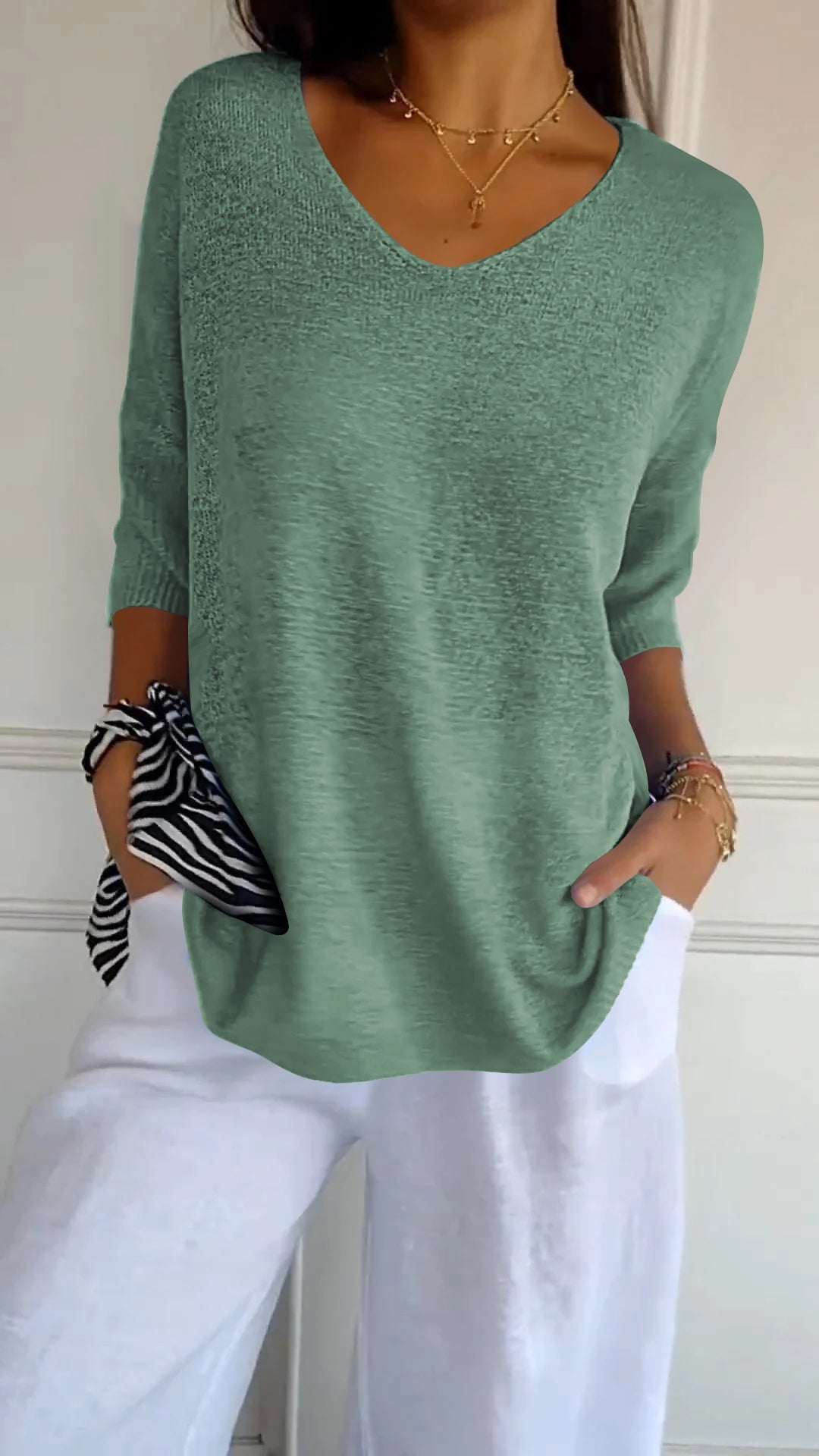 Variant image for Fleura™ Women's Top - Stylish V-Neck Knitted Going Out Top-20