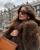 Ferryhill Brown Faux Fur Long Jacket - Luxurious Warmth & Style