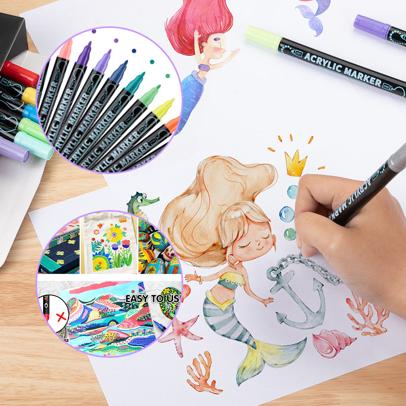 72-Color Acrylic Marker Set | Dual Tips + Metallics