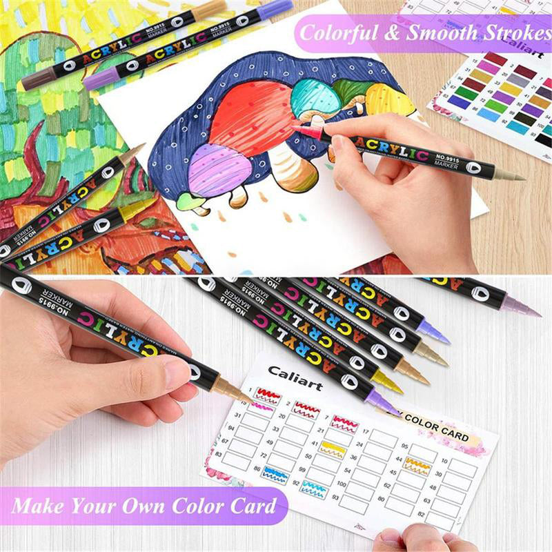 72-Color Acrylic Marker Set | Dual Tips + Metallics