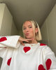 All Hearts Oversized Sweater - Cozy Women's Sweater with Heart Design