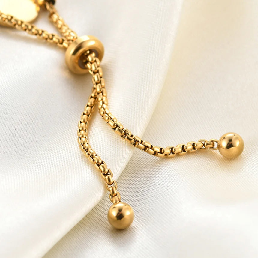 Isla Beaded Adjustable Fit Beaded Bracelet | Solid Disc Charm Bracelet