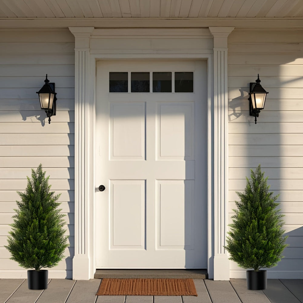 Artificial Christmas Trees Front Porch Decor Outdoor Planter Set