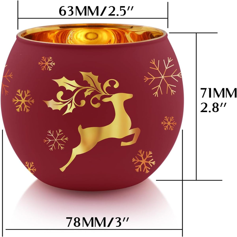 Candle Holders Glass Tealight Frosted Christmas Table Set