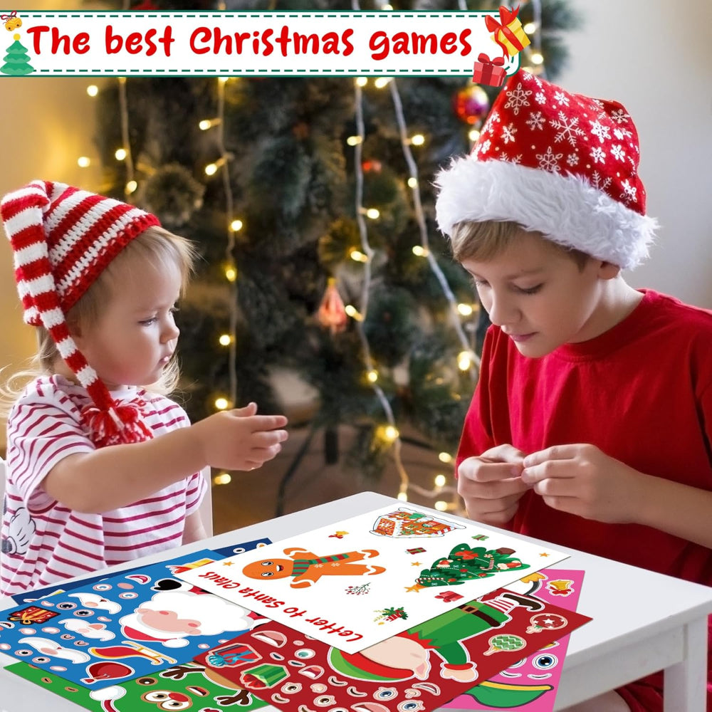 Christmas Bag Kids Stickers DIY Holiday Craft Activity Sheets Set