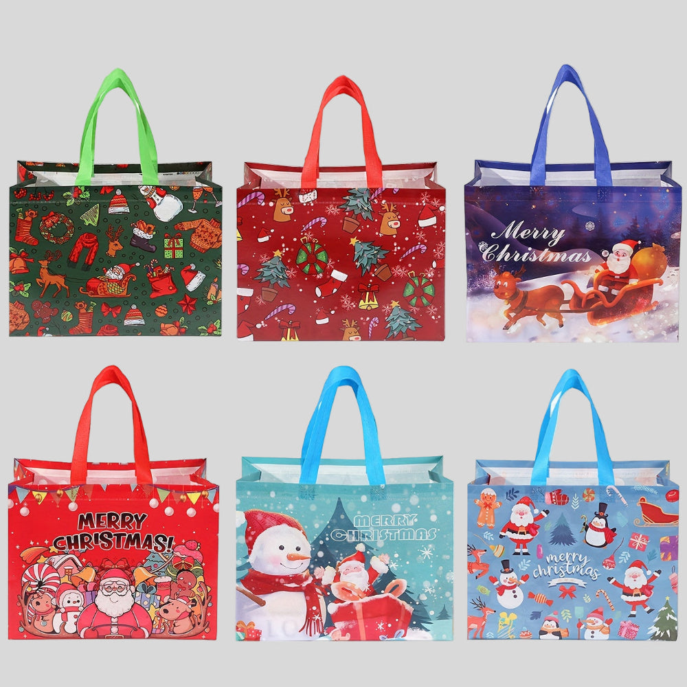 Christmas Bags Reusable Large Tote Set Holiday Presents