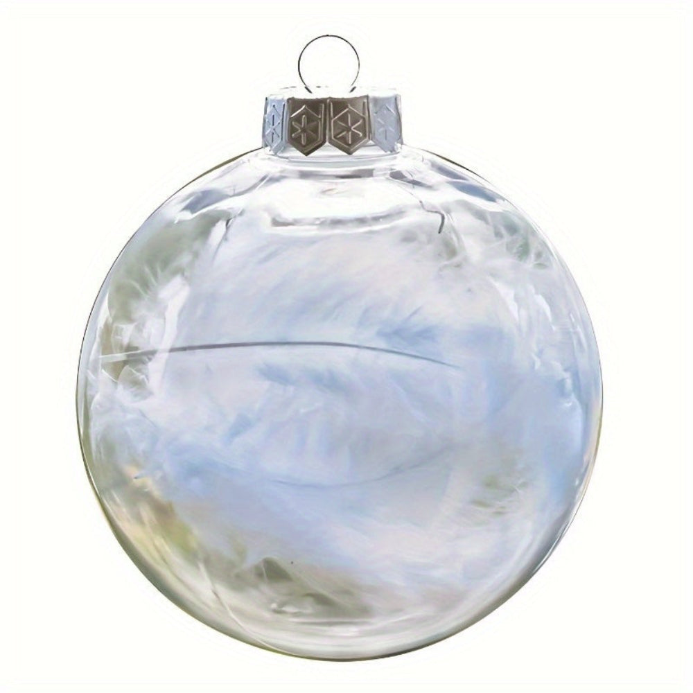 Christmas Baubles Clear Fillable Hanging Round Plastic Ornament Set