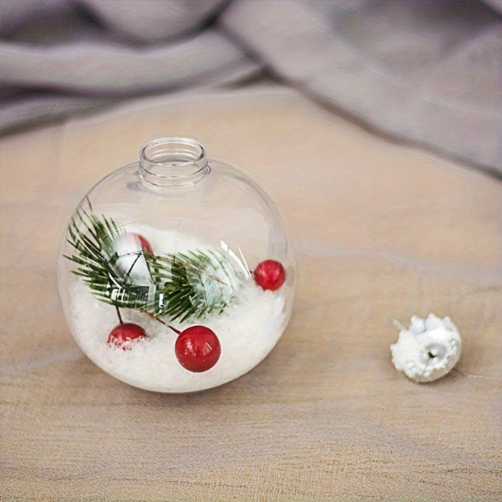 Christmas Baubles Clear Fillable Hanging Round Plastic Ornament Set