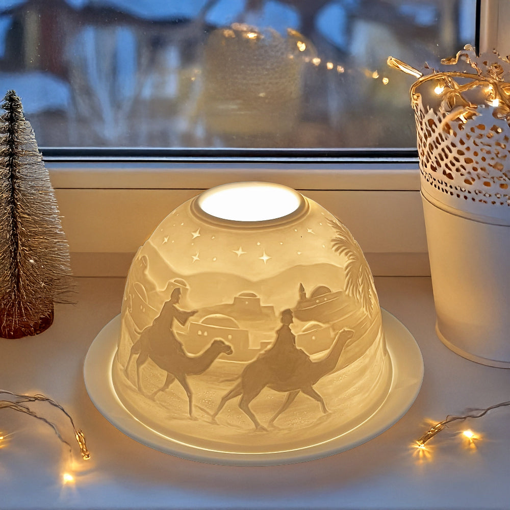 Christmas Candle Holder Nativity Scene Porcelain Table Lamp
