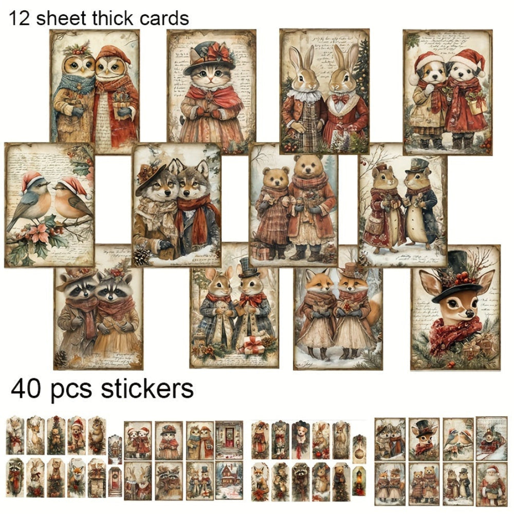 Christmas Cards Vintage Christmas Animal Art Prints Scrapbooking