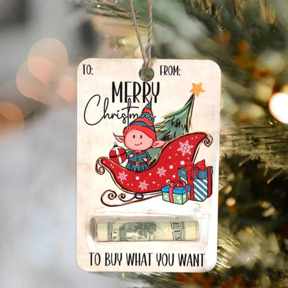 Christmas Cards Wooden Money Holder Ornament Decoration