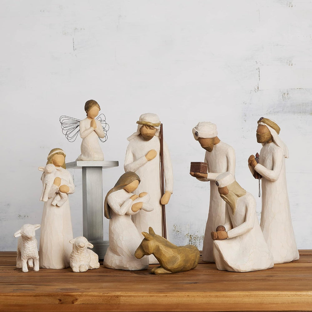 Christmas Decor Nativity Scene Rustic Carved Figurine Set