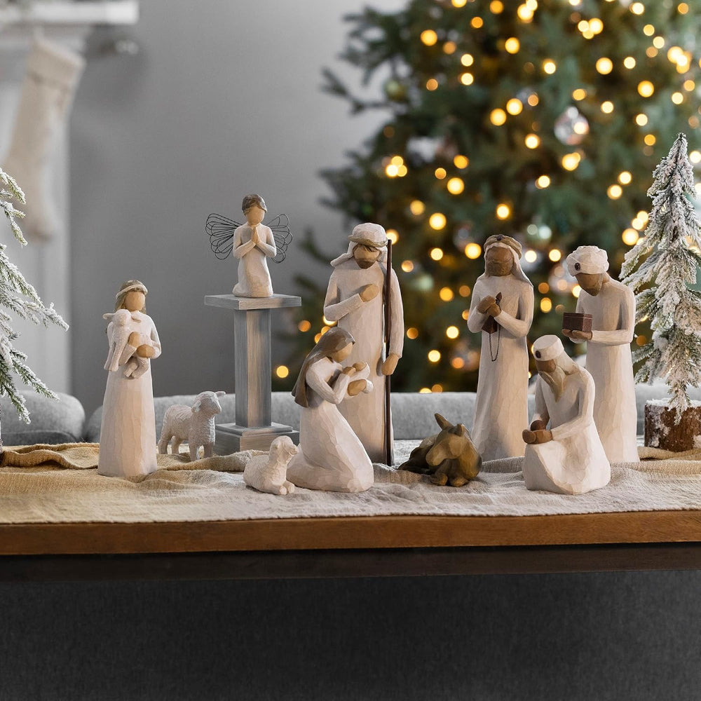 Christmas Decor Nativity Scene Rustic Carved Figurine Set