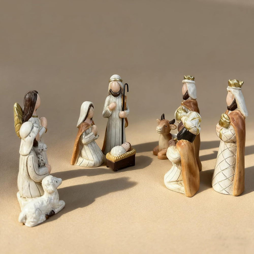 Christmas Decor Nativity Scene Rustic Lighted Tabletop Display