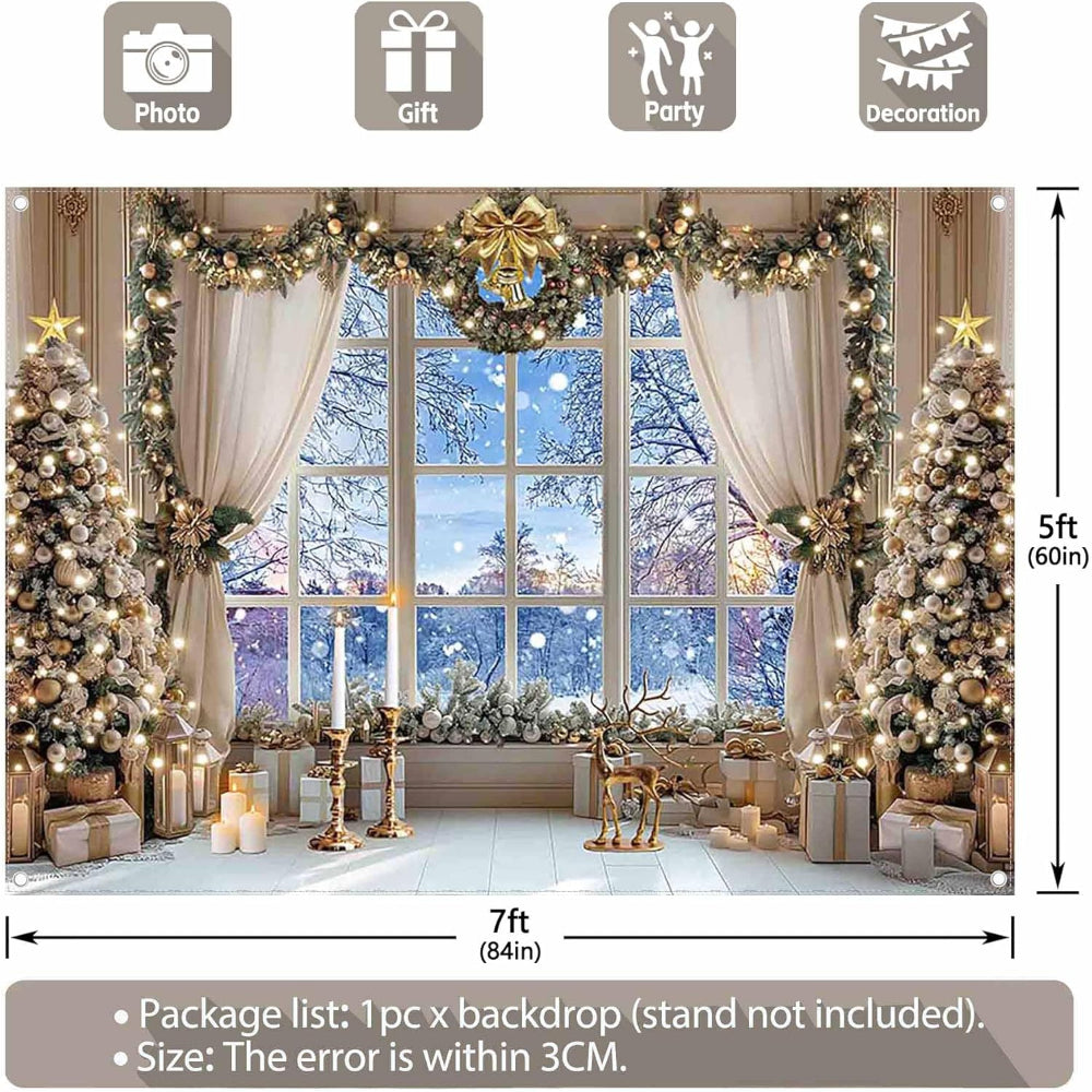 Christmas Decor Window Scene Backdrop Winter Holiday Display