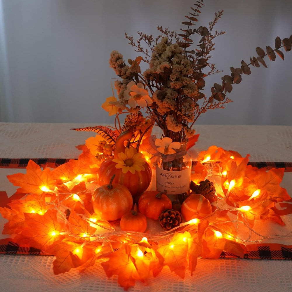 Christmas Decorations Indoor Garland Fall Leaf String Lights Decor