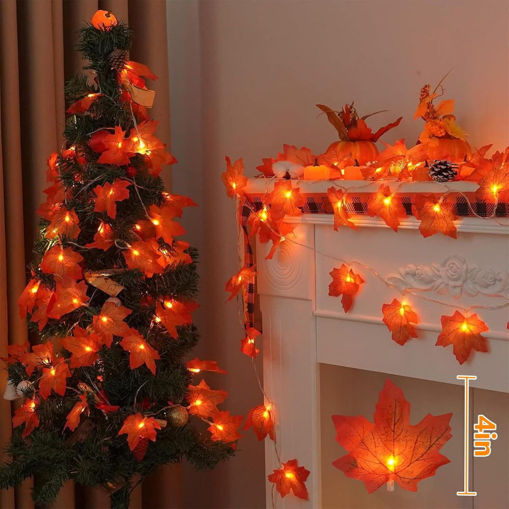 Christmas Decorations Indoor Garland Fall Leaf String Lights Decor