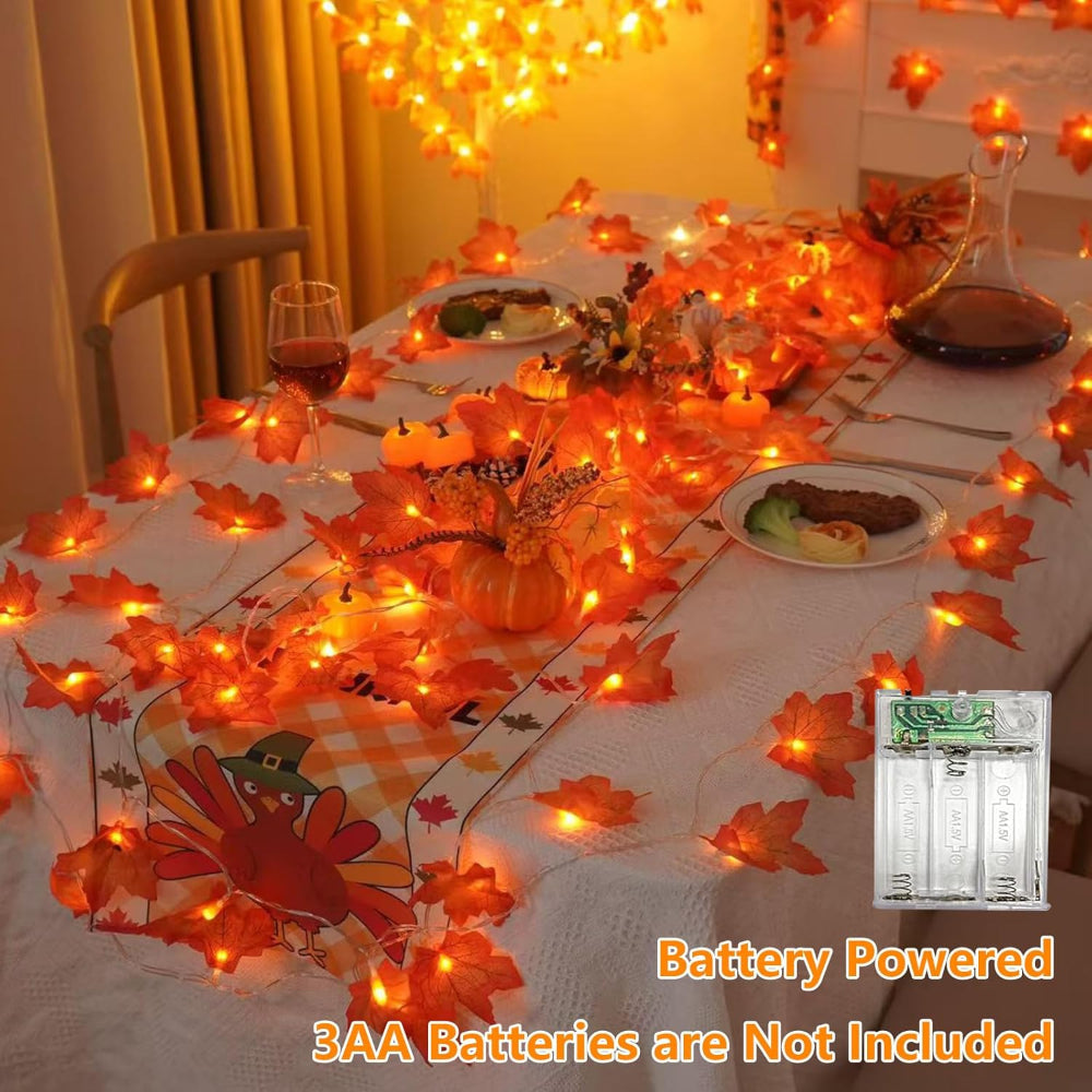 Christmas Decorations Indoor Garland Fall Leaf String Lights Decor