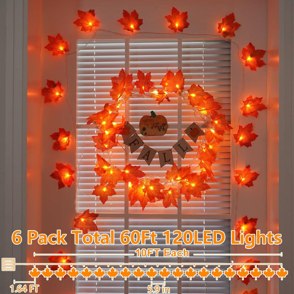 Christmas Decorations Indoor Garland Fall Leaf String Lights Decor