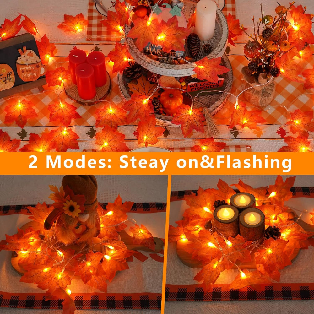 Christmas Decorations Indoor Garland Fall Leaf String Lights Decor