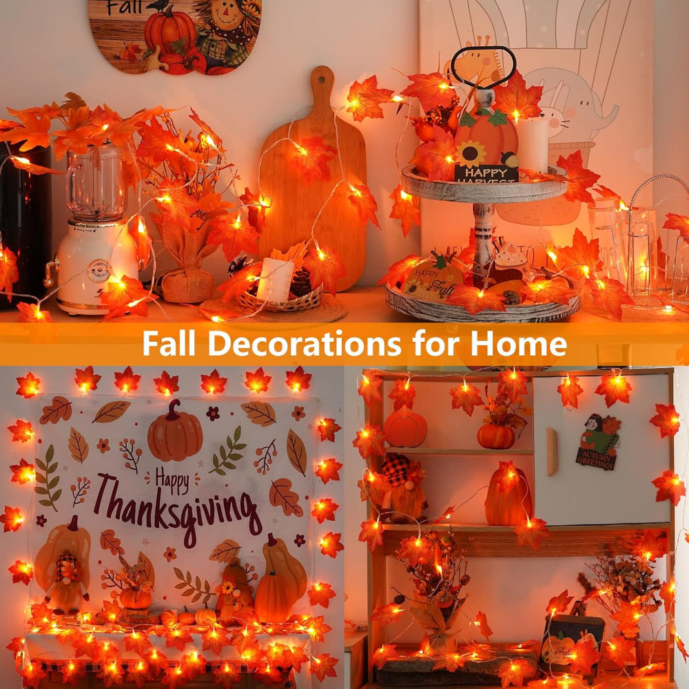 Christmas Decorations Indoor Garland Fall Leaf String Lights Decor