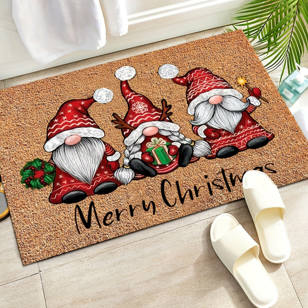 Christmas Decorations Indoor Gnome Doormat Low Pile Entrance Rug