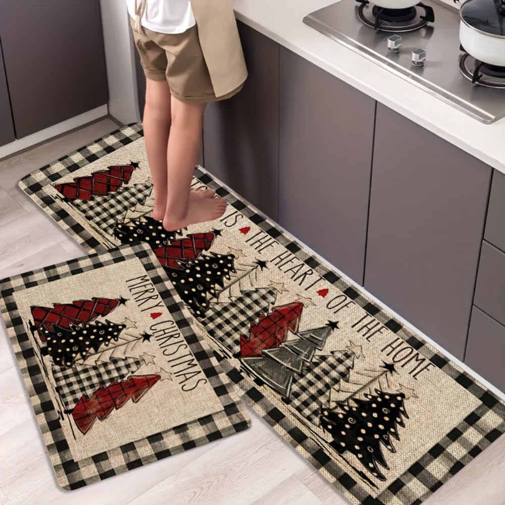 Christmas Decorations Indoor Rug Rustic Anti-Fatigue Kitchen Mat