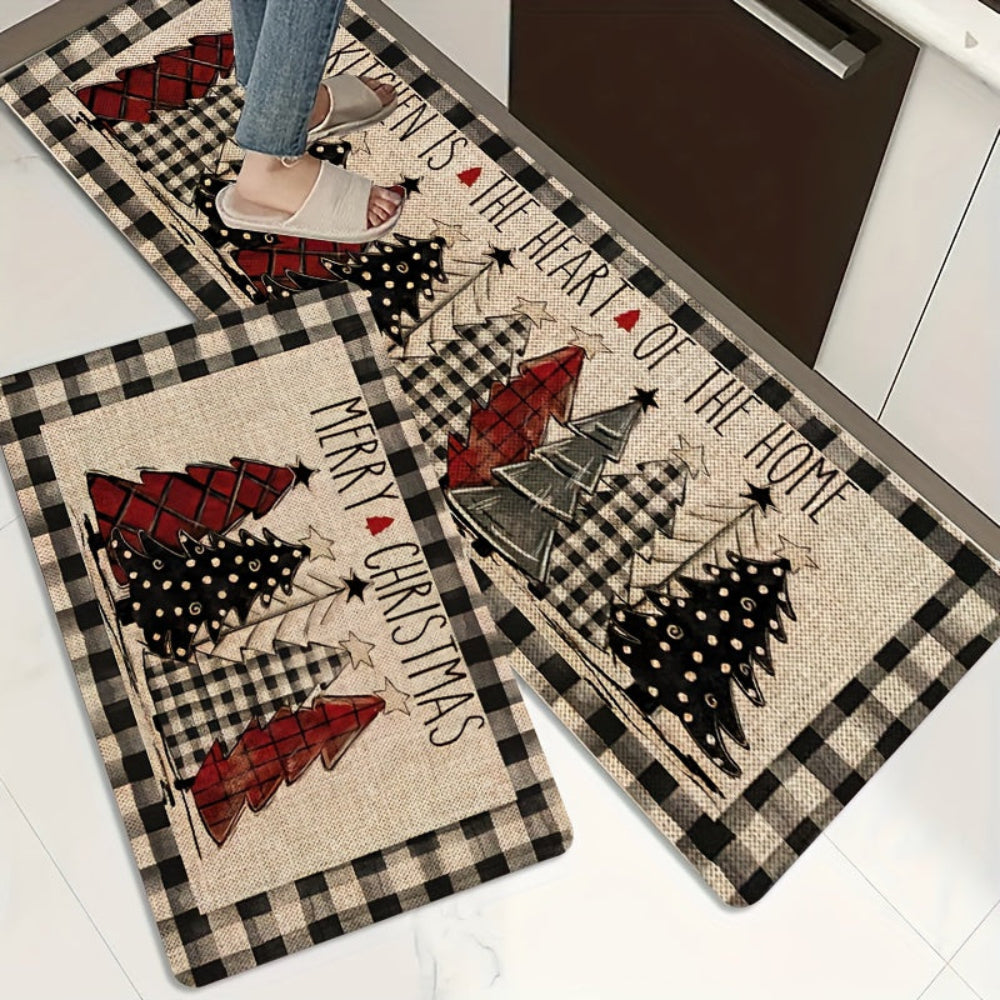 Christmas Decorations Indoor Rug Rustic Anti-Fatigue Kitchen Mat