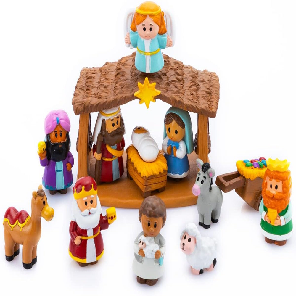Christmas Decorations Nativity Scene Kids Interactive Tabletop Set