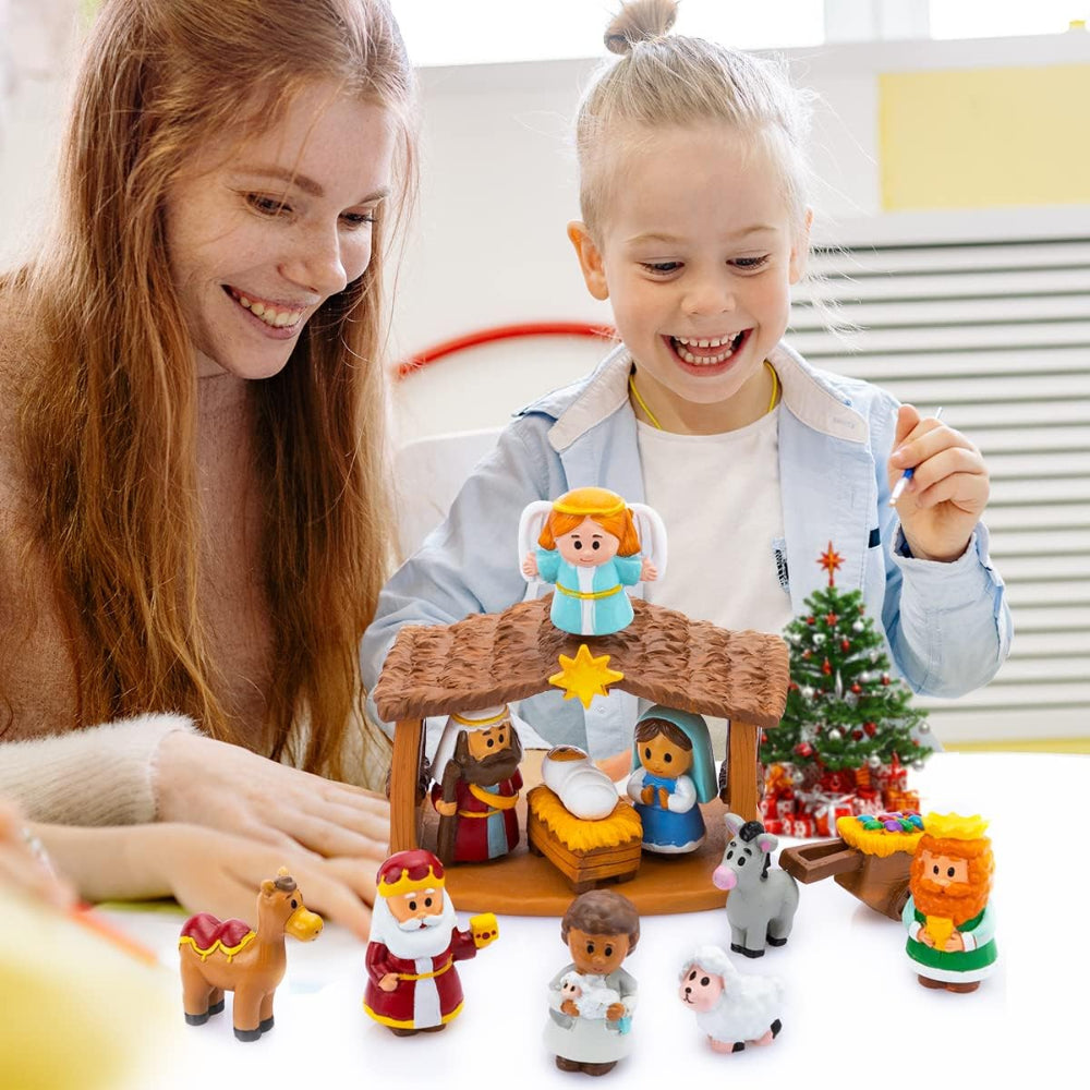 Christmas Decorations Nativity Scene Kids Interactive Tabletop Set