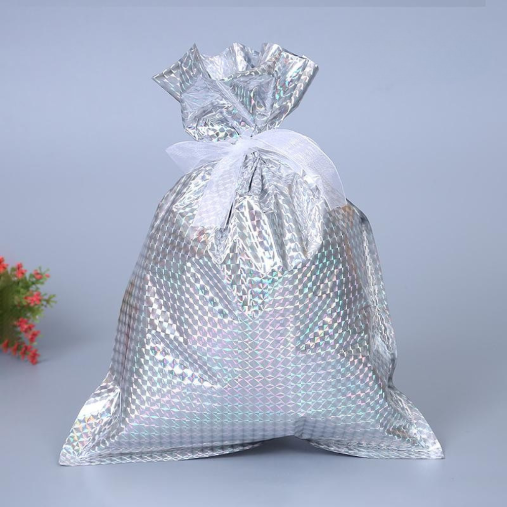 Christmas Gift Bag Set Reusable Foil Holiday Wrapping Bags