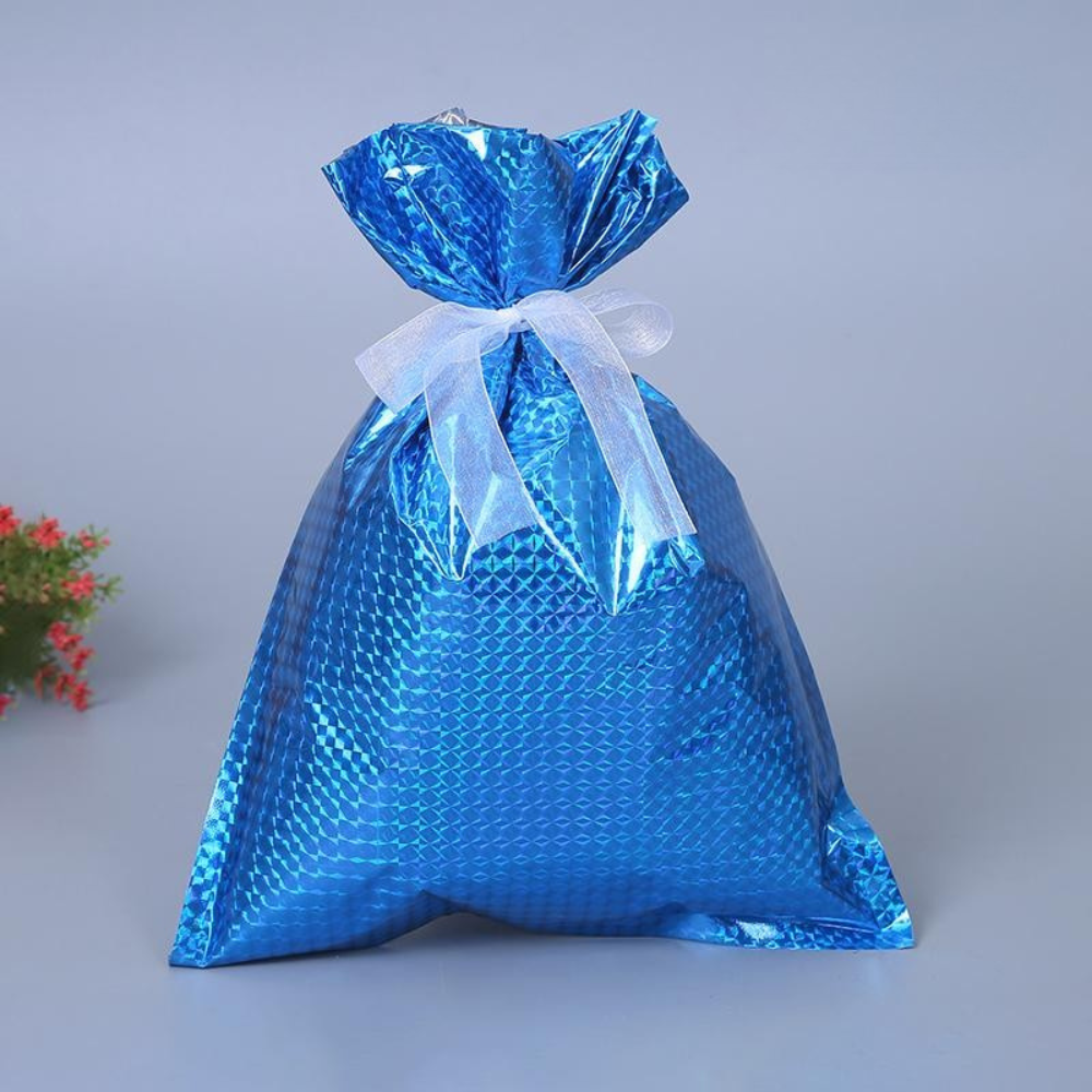 Christmas Gift Bag Set Reusable Foil Holiday Wrapping Bags