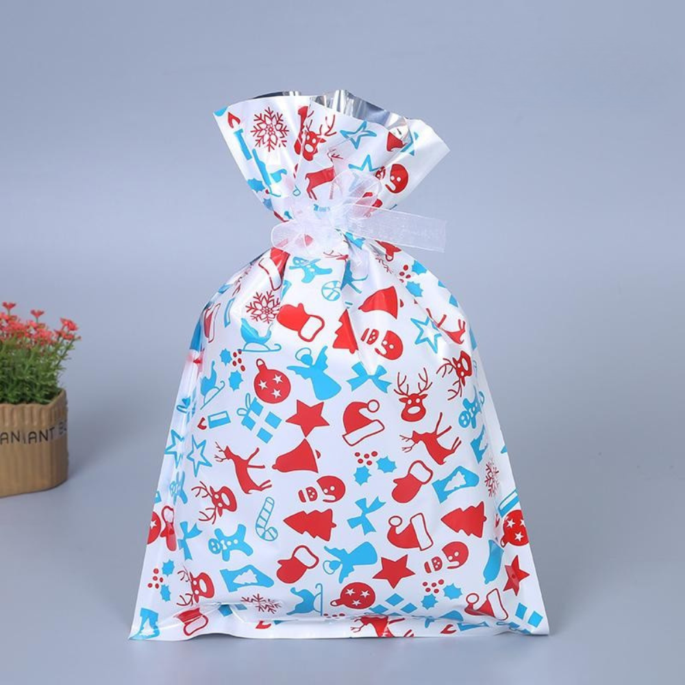 Christmas Gift Bag Set Reusable Foil Holiday Wrapping Bags