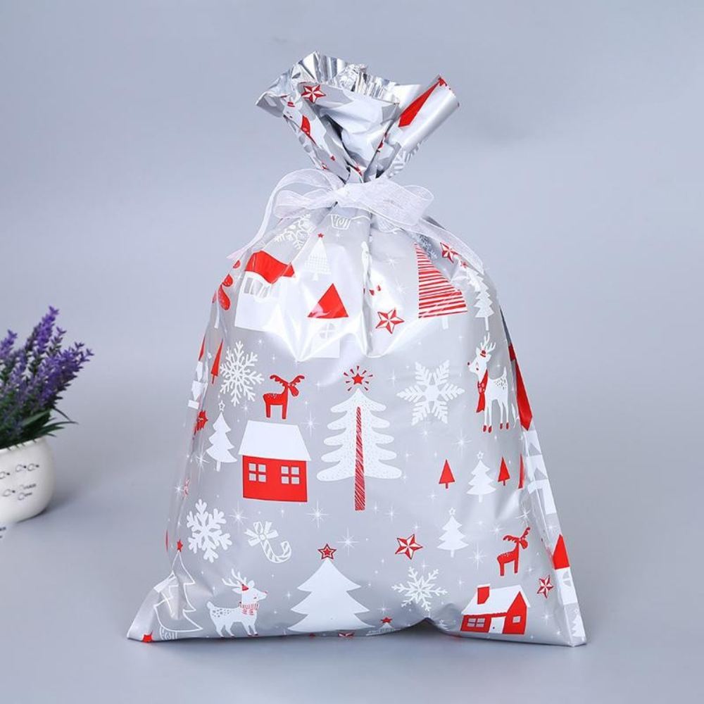 Christmas Gift Bag Set Reusable Foil Holiday Wrapping Bags
