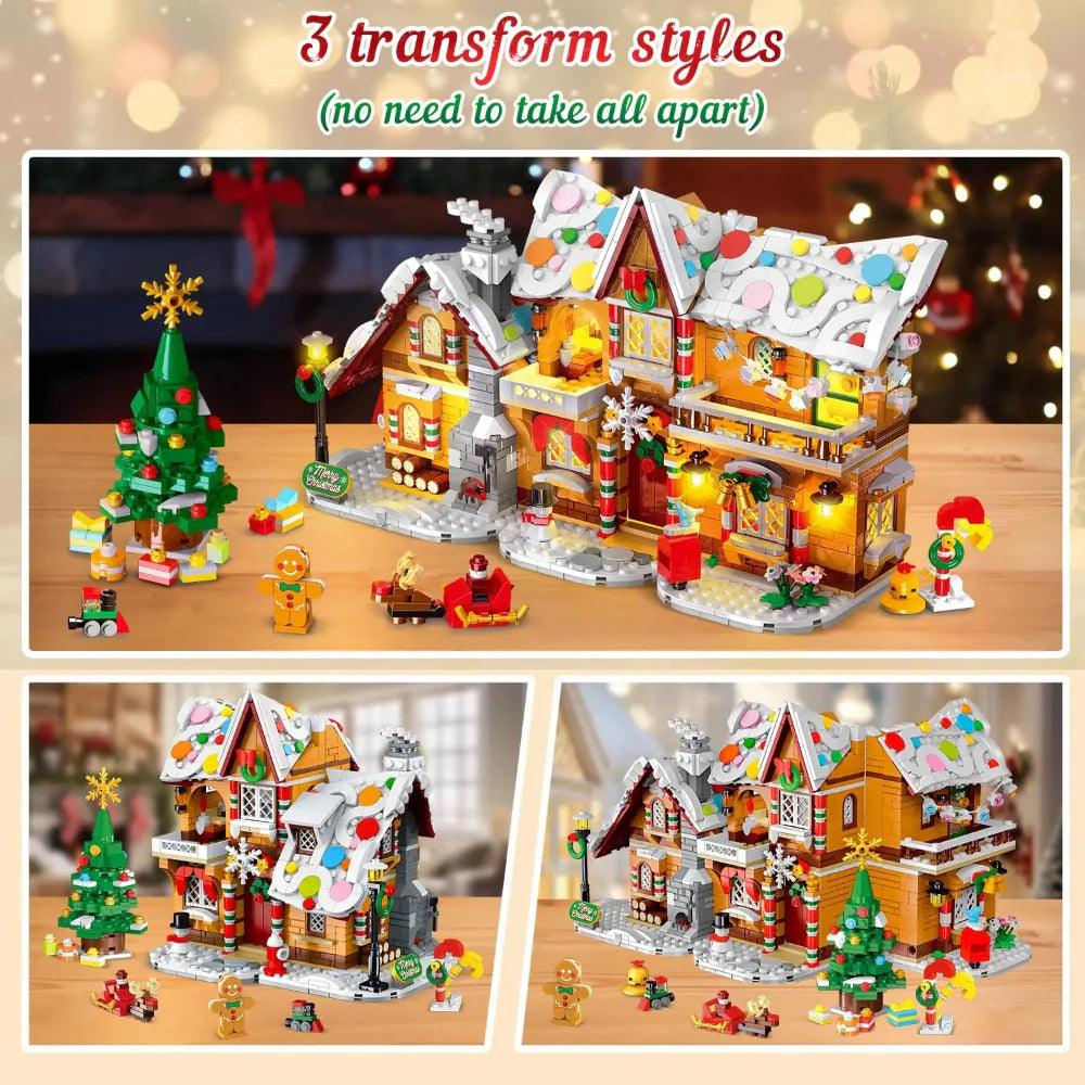 Christmas Gift Gingerbread House Toy Building Set LED Lights