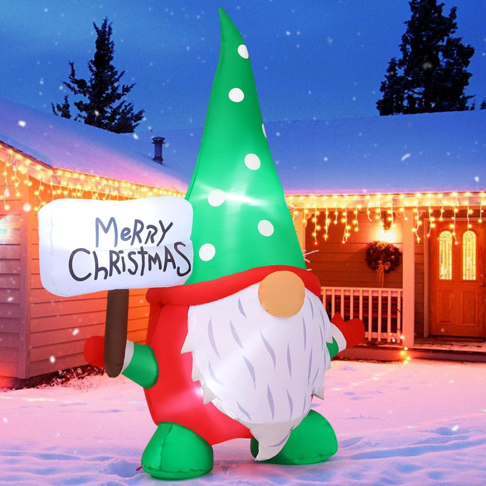 Christmas Inflatables Gnome Outdoor Yard Decor LED Light Display