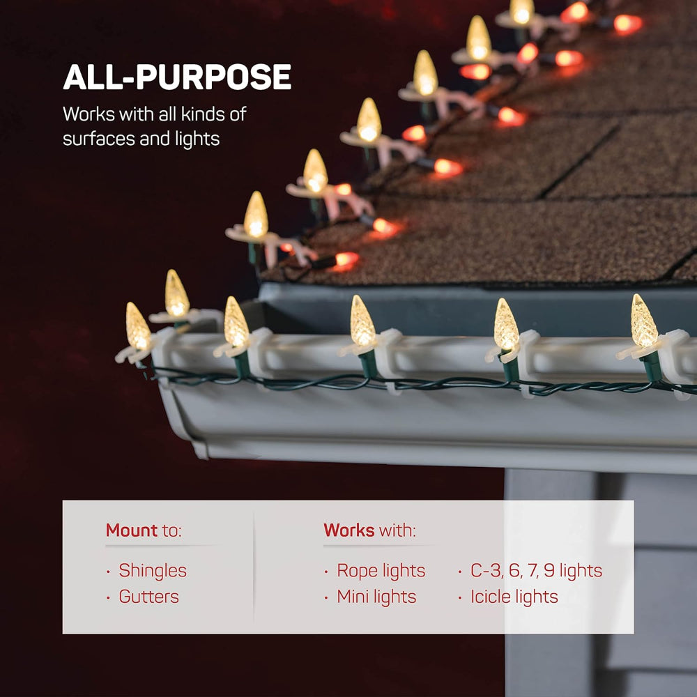 Christmas Light Clips Outdoor Light Clips Gutter Hanging Hooks Pack