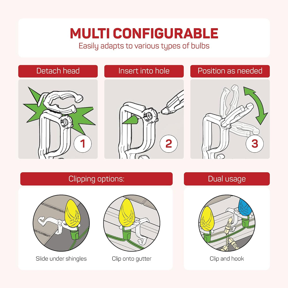 Christmas Light Clips Outdoor Light Clips Gutter Hanging Hooks Pack