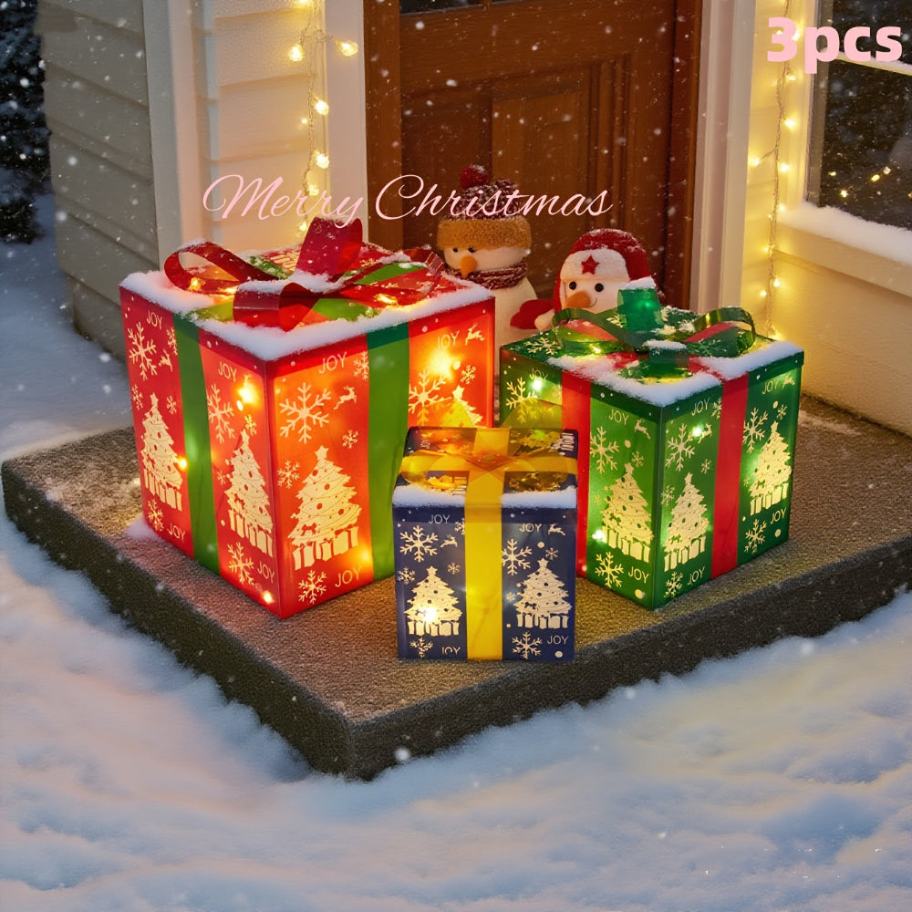Christmas Lights Lighted Gift Box Outdoor Holiday Yard Porch Display