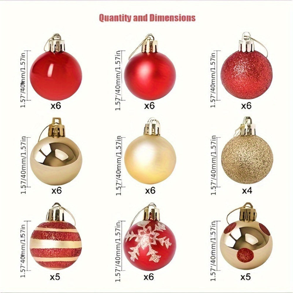 Christmas Ornaments Baubles Classic Round Hanging Tree Decoration Set