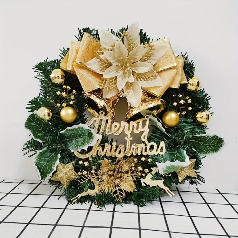 Christmas Ornaments Gold Bow Wreath Door Decoration