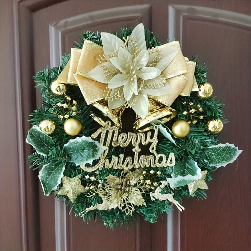 Christmas Ornaments Gold Bow Wreath Door Decoration