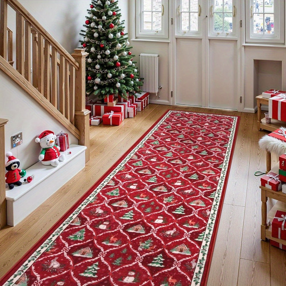 Christmas Runner Red Rug Holiday Hallway Carpet Home Decor