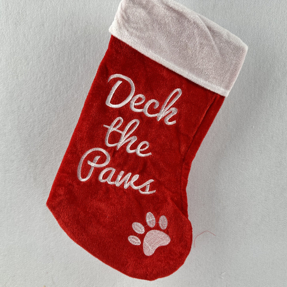 Christmas Stockings Pets Funny Santa Paw Print Holiday Decoration