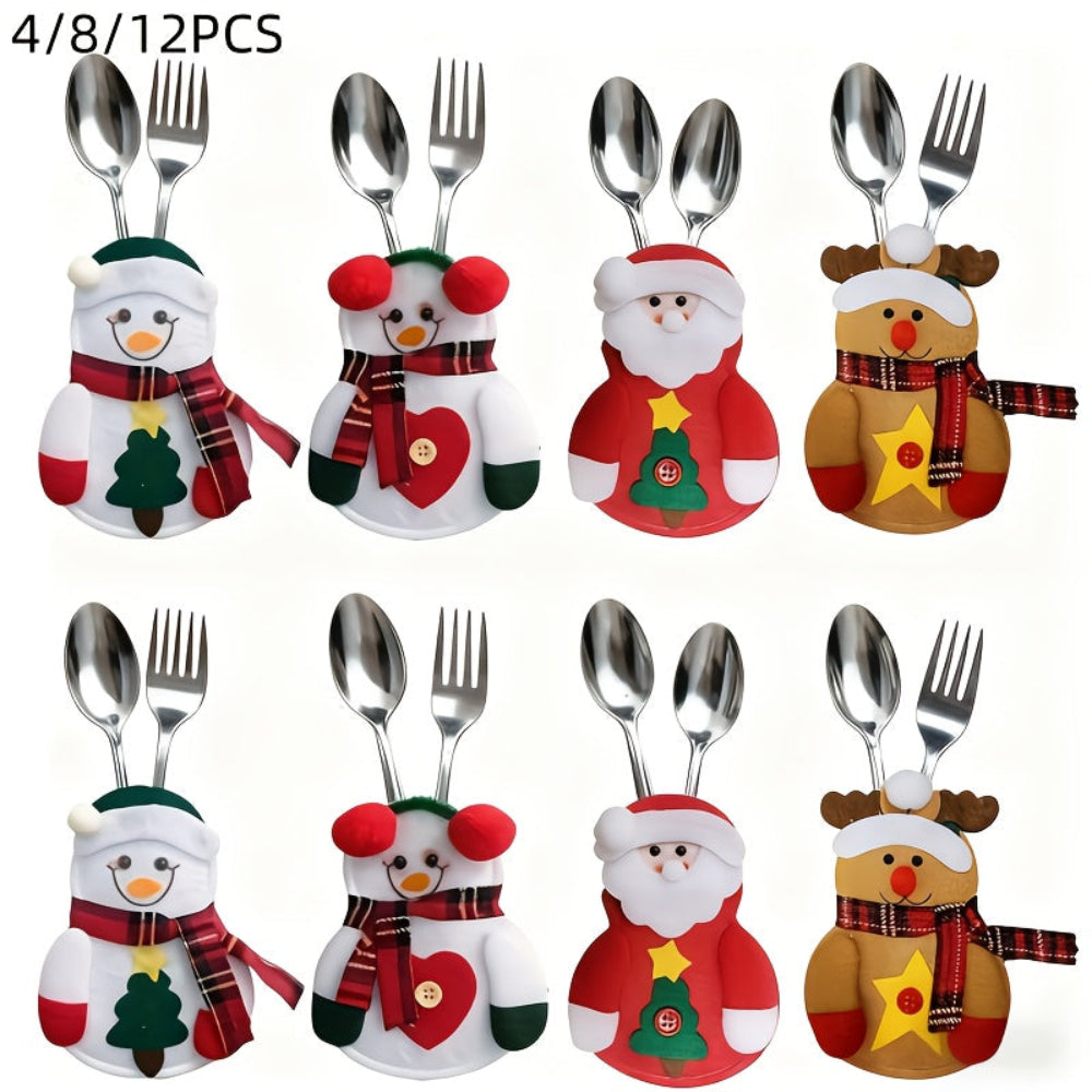 Christmas Table Decorations Festive Cutlery Holders Set